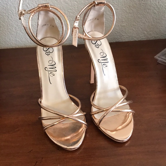 gold strappy 2 inch heels
